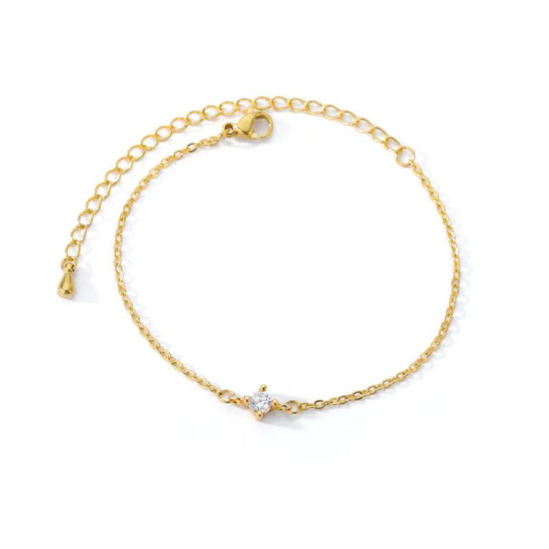 Minimalist Diamond-Studded 18K Gold Plated Bracelet