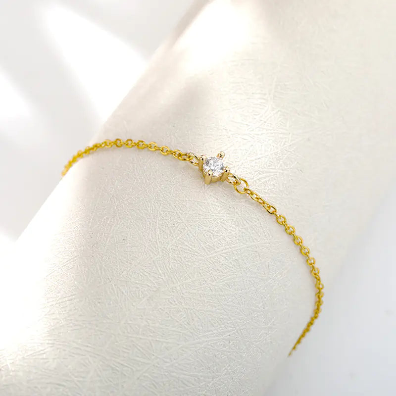 Minimalist Diamond-Studded 18K Gold Plated Bracelet