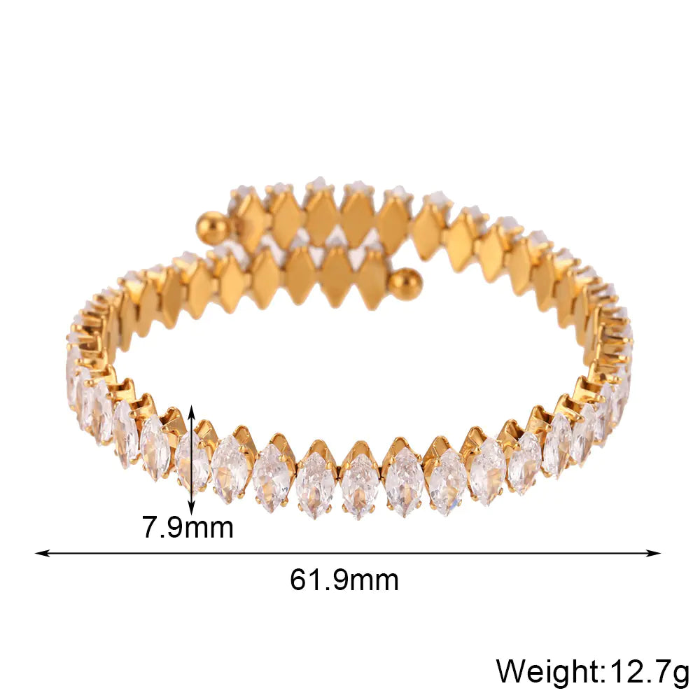 Gold-Plated Women's Stainless Steel Diamond Bracelet