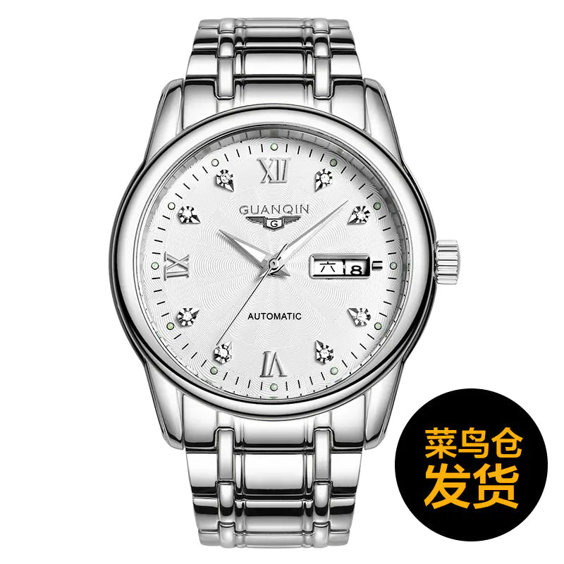 Men's Swiss Mechanical Watch with Steel Band (Waterproof)