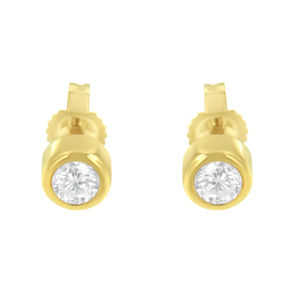 10K Gold 0.30 Cttw Round Brilliant-Cut Near Colorless Diamond Bezel-Set Stud Earrings (H-I Color, I1-I2 Clarity)