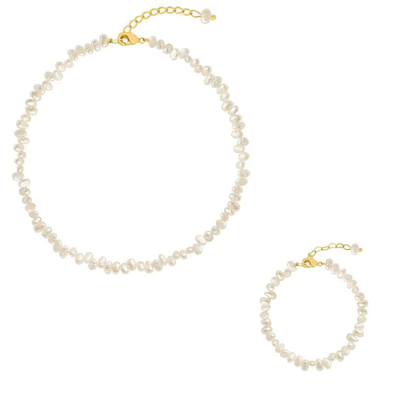 Baroque Freshwater Pearl Necklace and Bracelet Set