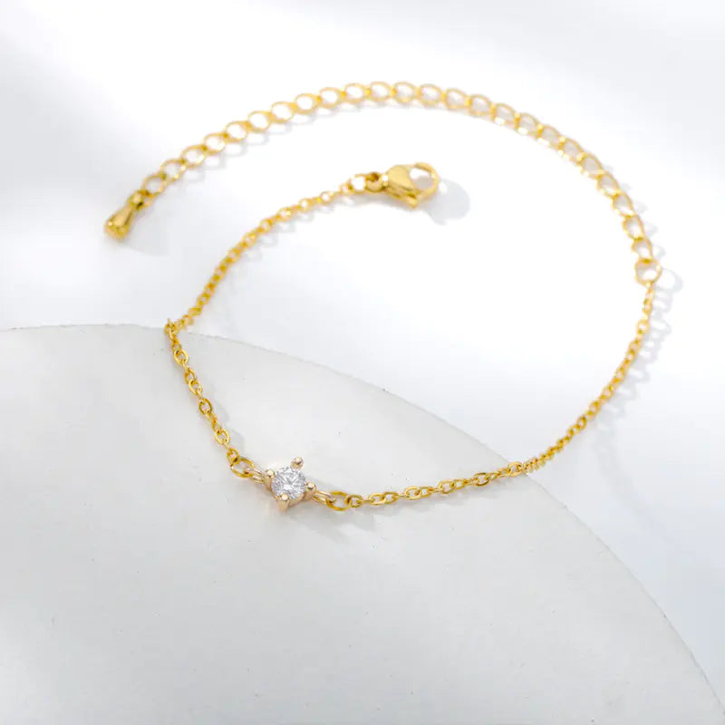 Minimalist Diamond-Studded 18K Gold Plated Bracelet