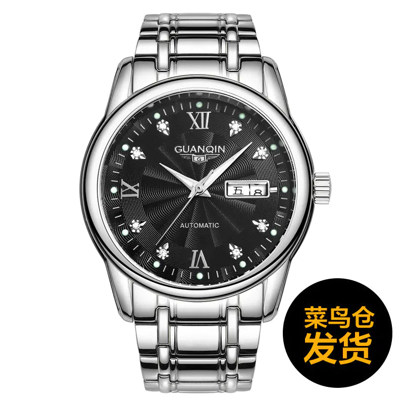 Men's Swiss Mechanical Watch with Steel Band (Waterproof)