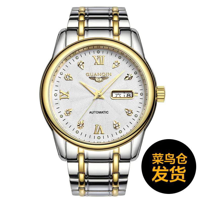 Men's Swiss Mechanical Watch with Steel Band (Waterproof)