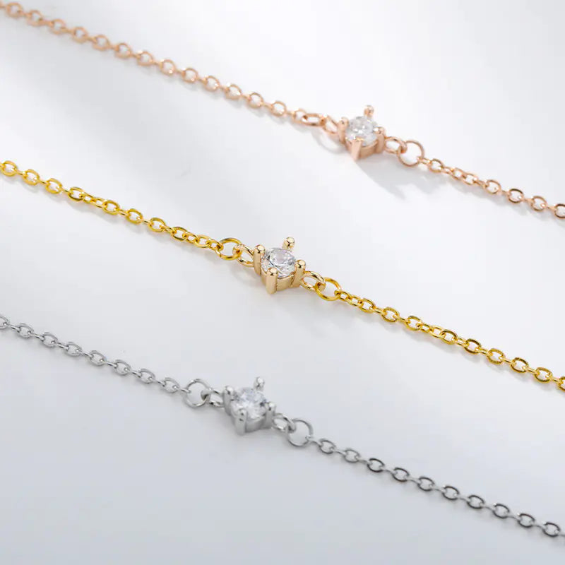 Minimalist Diamond-Studded 18K Gold Plated Bracelet