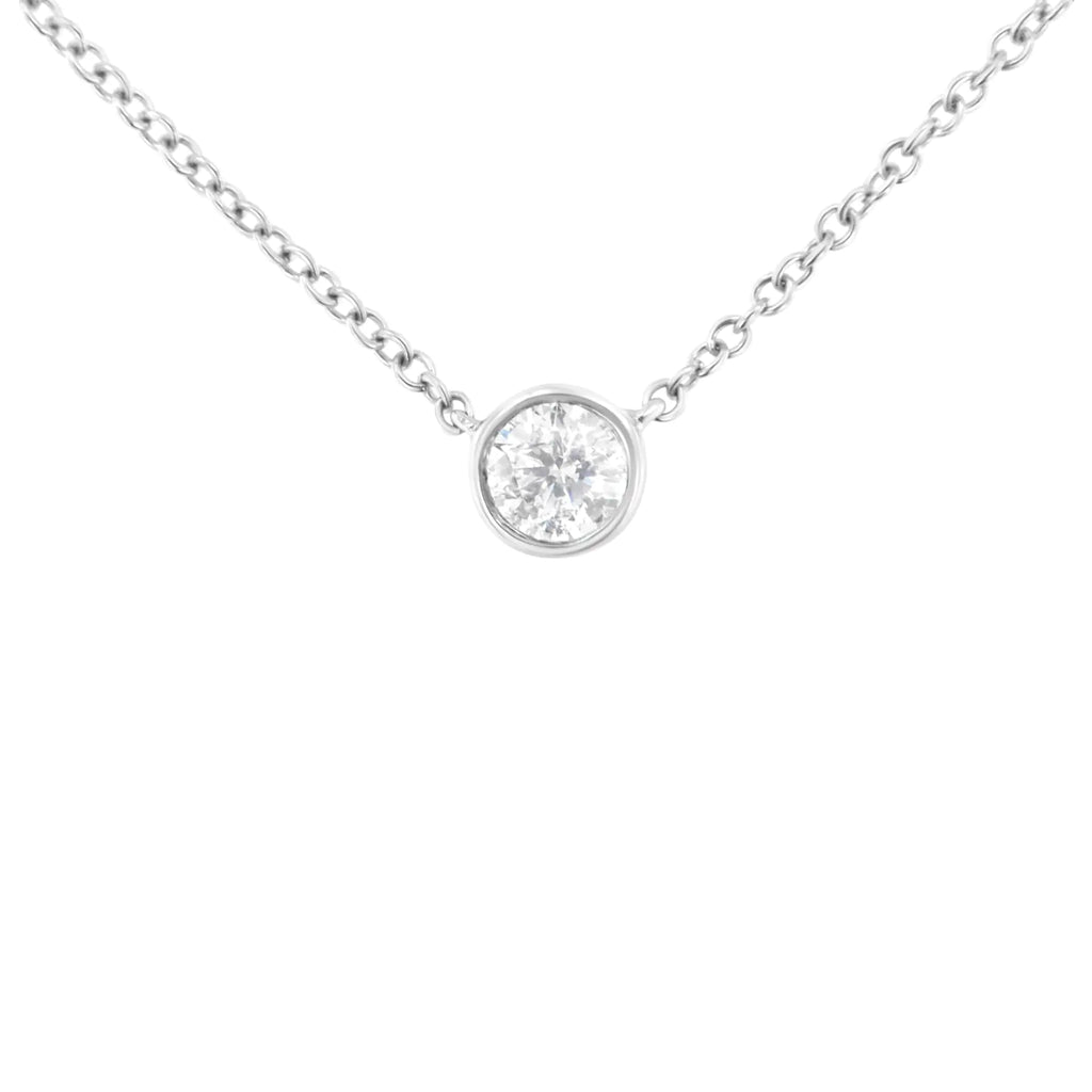 10K Gold 0.25 Carat Diamond Classic Bezel-Set Solitaire Pendant Necklace with 16"-18" Adjustable Chain (H-I Color, SI2-I1 Clarity)