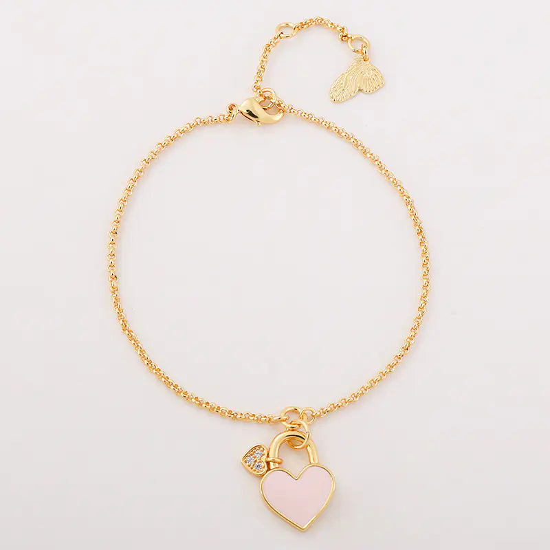 Inlaid Shell Peach Heart Simple Bracelet