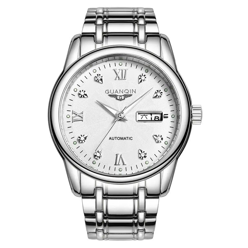 Men's Swiss Mechanical Watch with Steel Band (Waterproof)