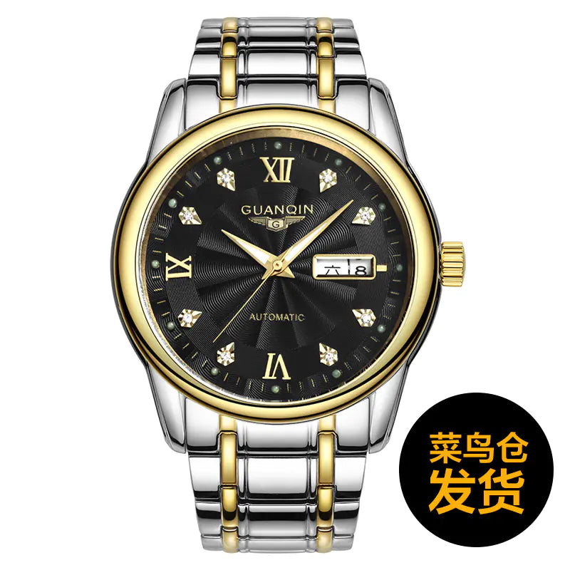 Men's Swiss Mechanical Watch with Steel Band (Waterproof)